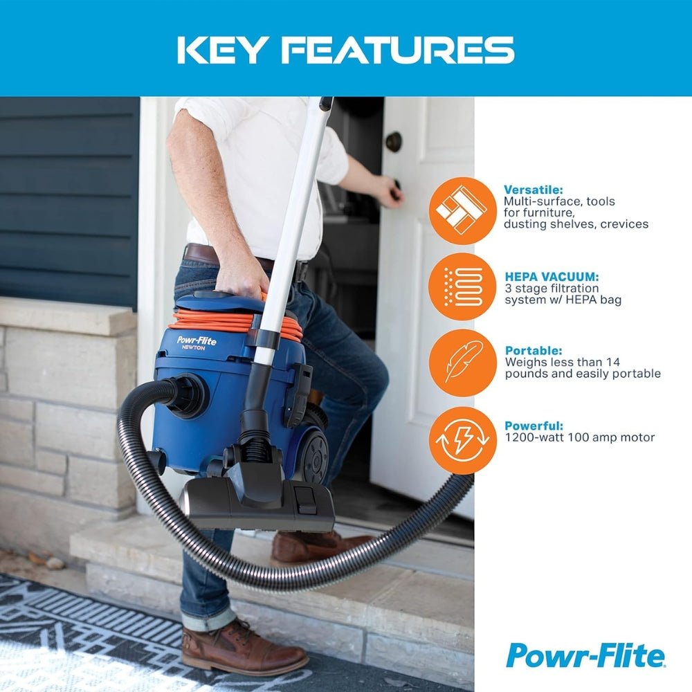 Powr - Flite Newton Lightweight Canister Dry Vacuum - US Vacuums - PV610 - Q10 - U