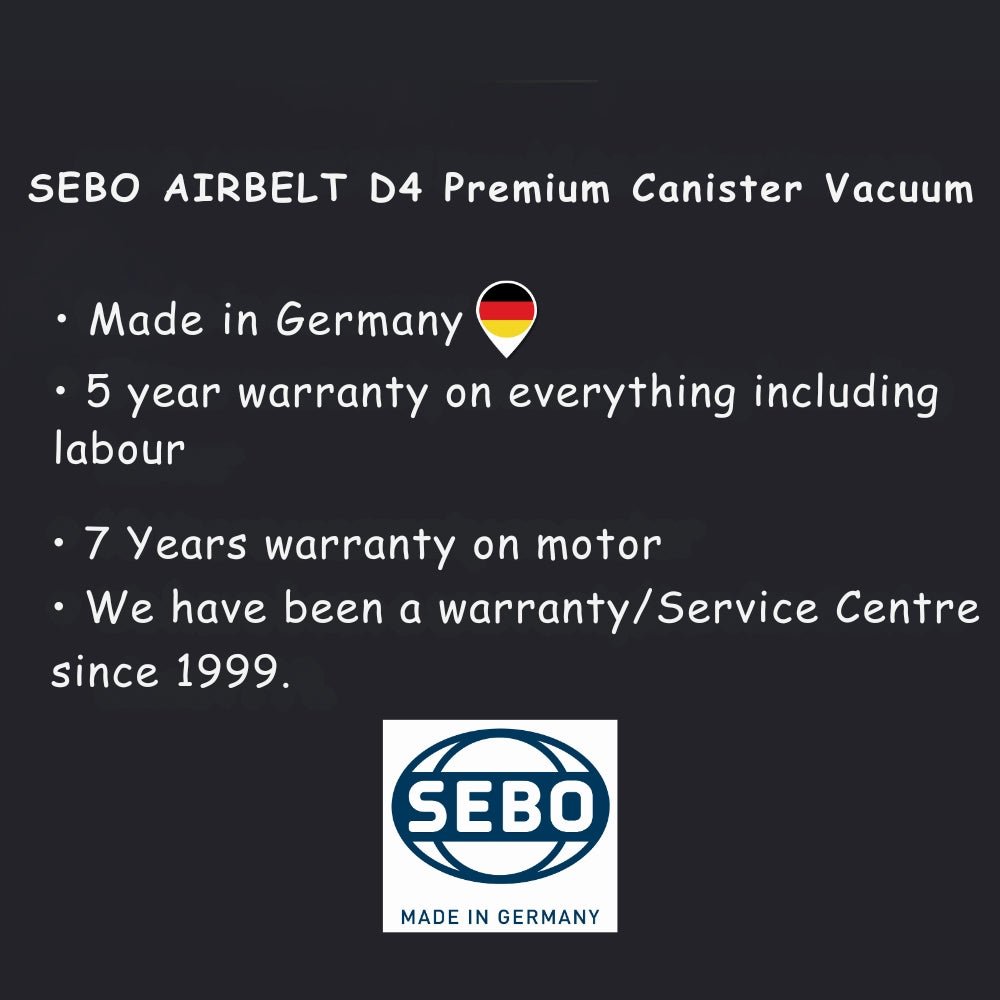 Sebo Airbelt D4 Premium Canister Vacuum Onyx Black - US Vacuums - 90940
