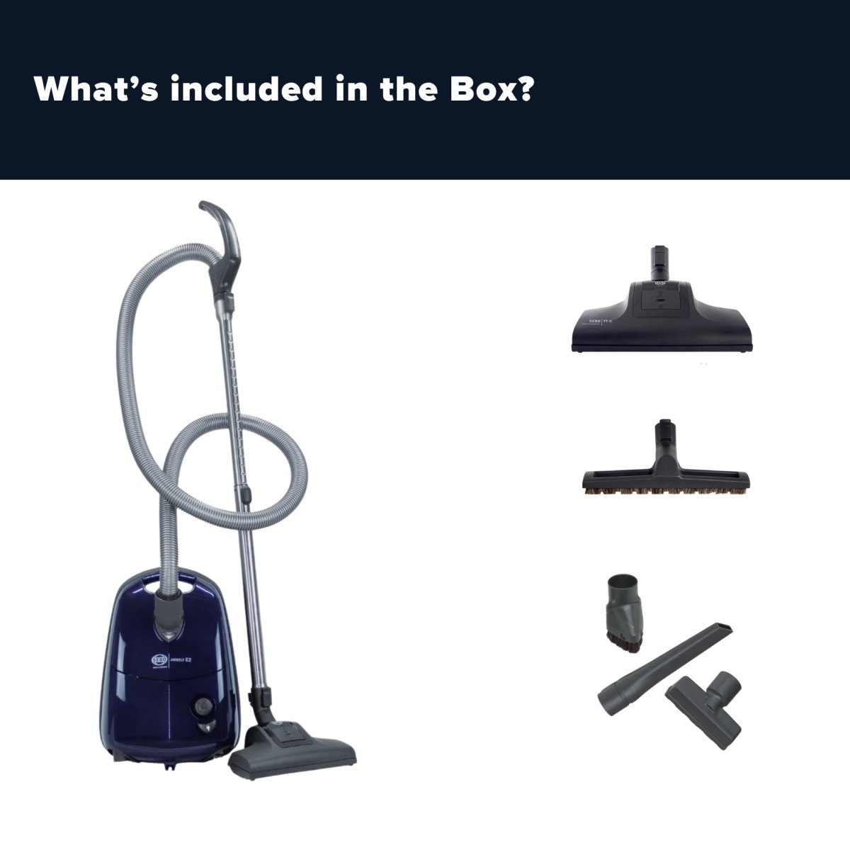 Sebo Airbelt E2 Turbo Canister Vacuum Cleaner - Dark Blue - US Vacuums - 91620AM