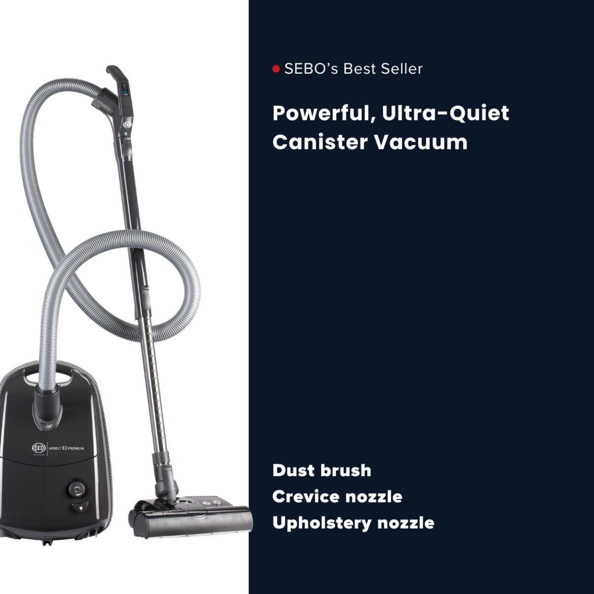 Sebo Airbelt E3 Premium Canister Vacuum Cleaner - Graphite - US Vacuums - 91648AM