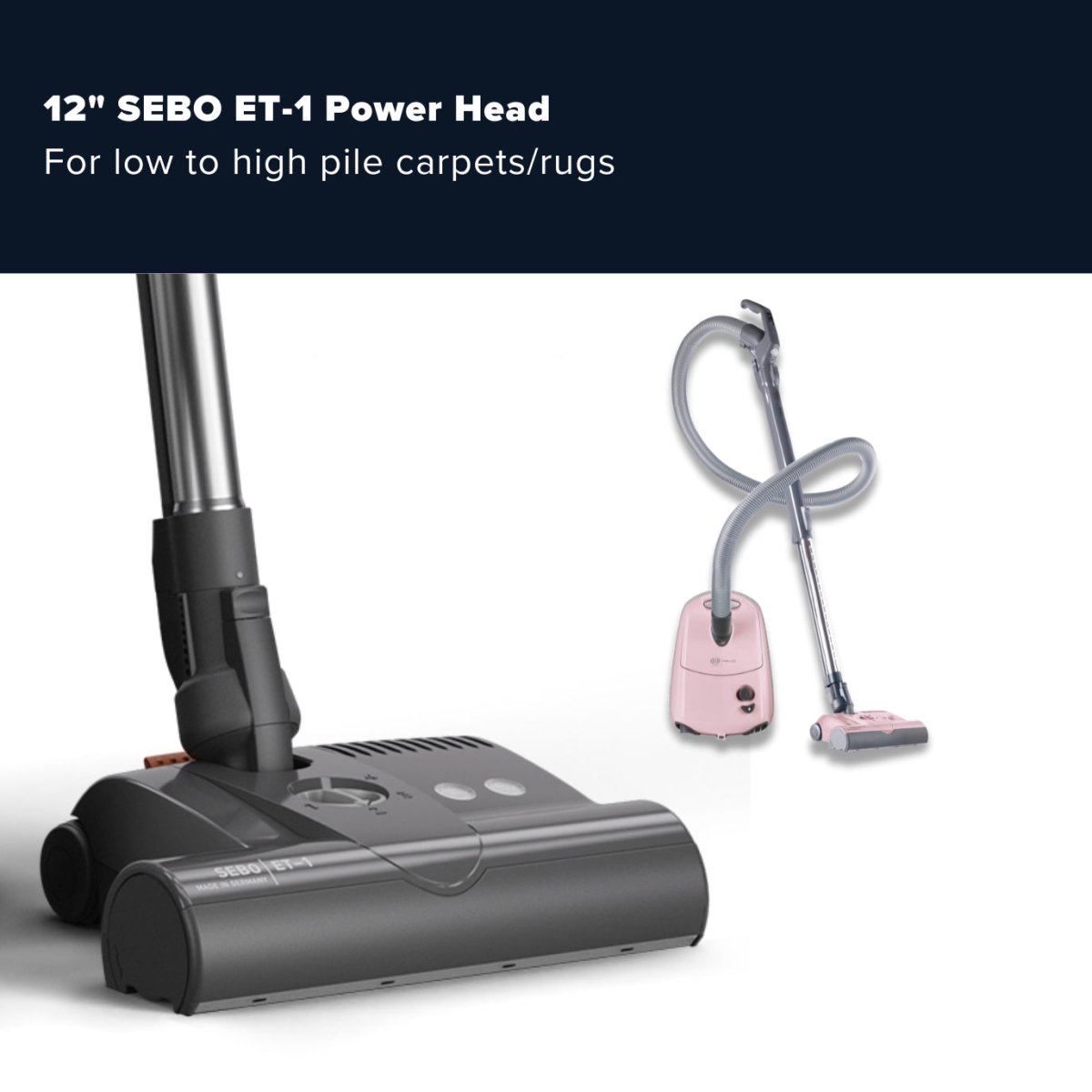 Sebo Airbelt E3 Premium Canister Vacuum Cleaner - Pastel Pink - US Vacuums - 91653AM