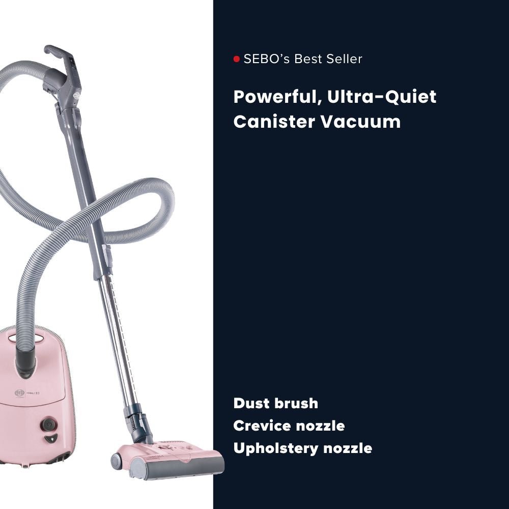 Sebo Airbelt E3 Premium Canister Vacuum Cleaner - Pastel Pink - US Vacuums - 91653AM