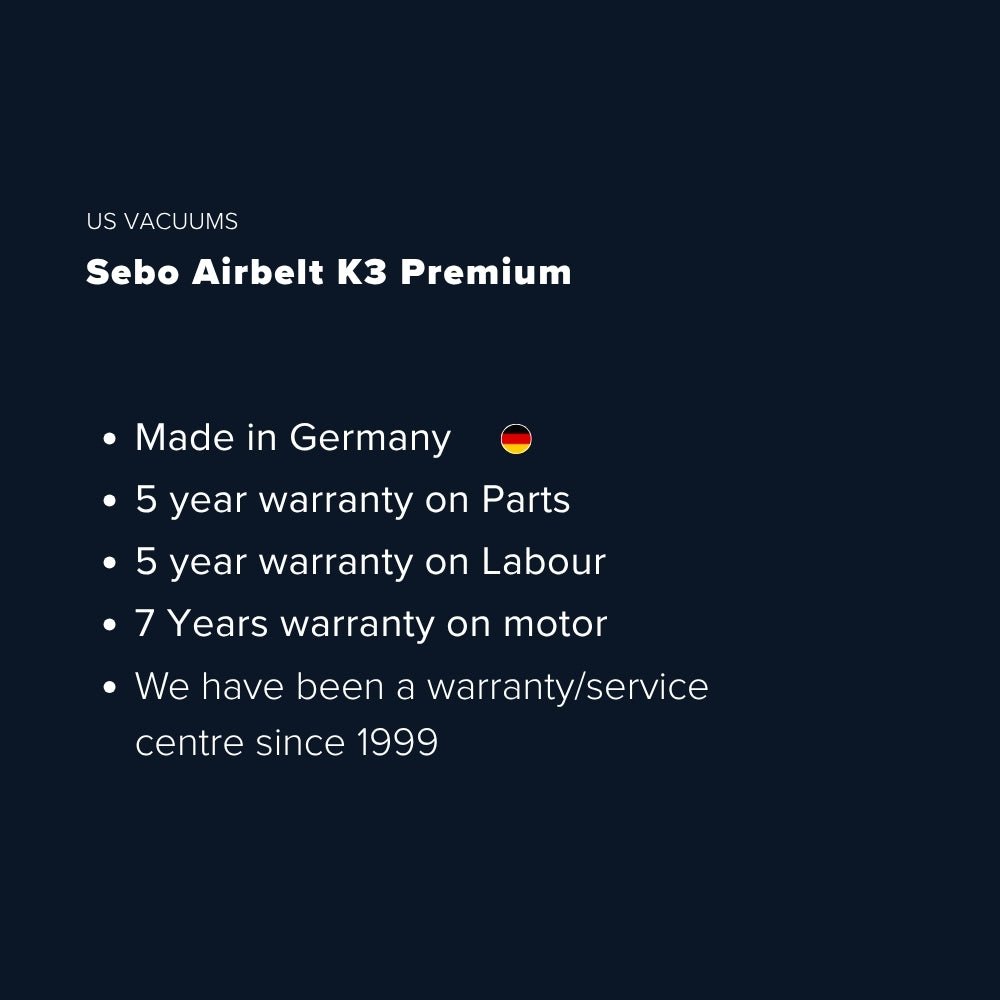 Sebo Airbelt K3 Premium Canister Vacuum Cleaner - Black - US Vacuums - 90688AM