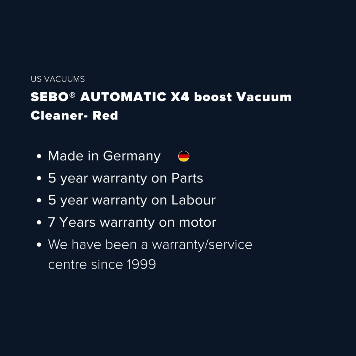 Sebo Automatic X4 Boost Upright Vacuum Cleaner - Red - US Vacuums - 90505AM