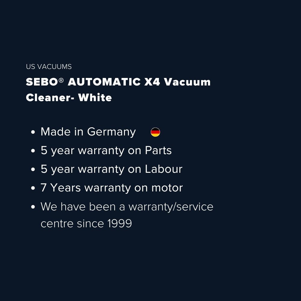 Sebo Automatic X4 Upright Vacuum Cleaner - White - US Vacuums - 9570AM