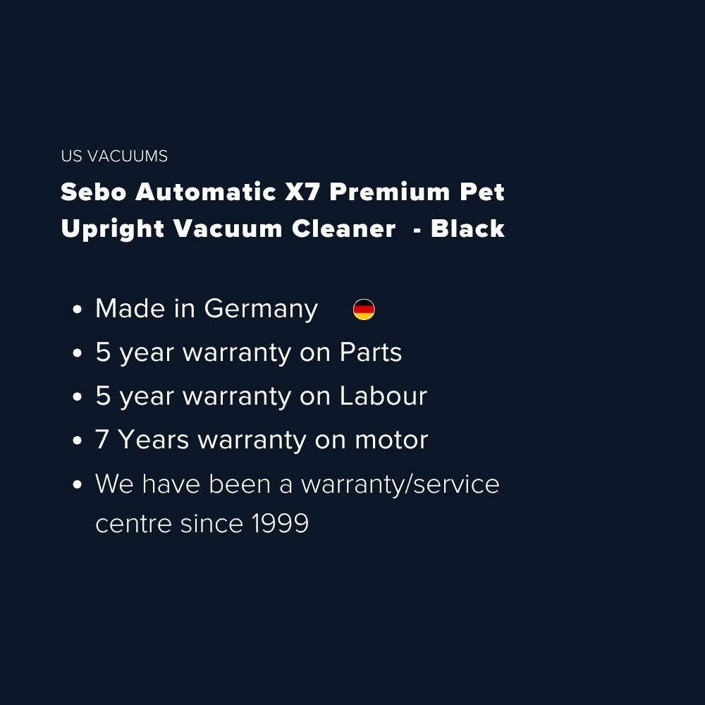 Sebo Automatic X7 Premium Pet Upright Vacuum Cleaner - Black - US Vacuums - 91540