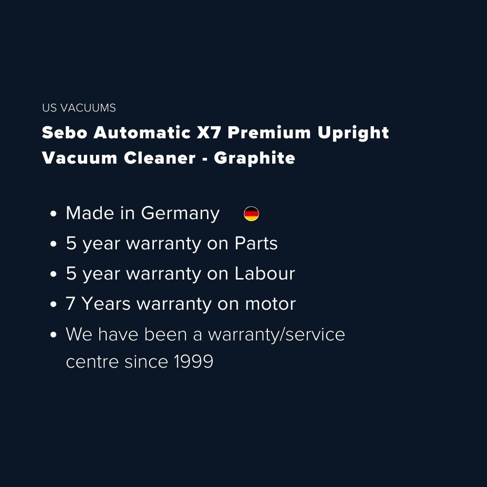 Sebo Automatic X7 Premium Upright Vacuum Cleaner - Graphite - US Vacuums - 91543AM