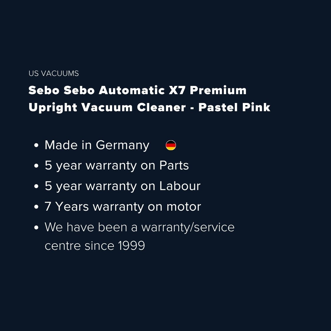 Sebo Automatic X7 upright vacuum cleaner - Pastel Pink - US Vacuums - 91547AM