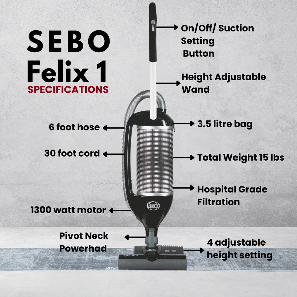Sebo Felix Premium Upright Vacuum Cleaner - Indigo Dark Blue - US Vacuums - 90814