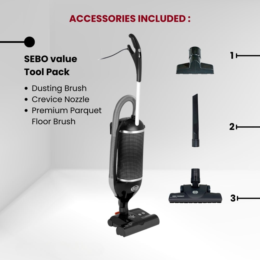 Sebo Felix Premium Upright Vacuum Cleaner - Onyx Black - US Vacuums - 9807