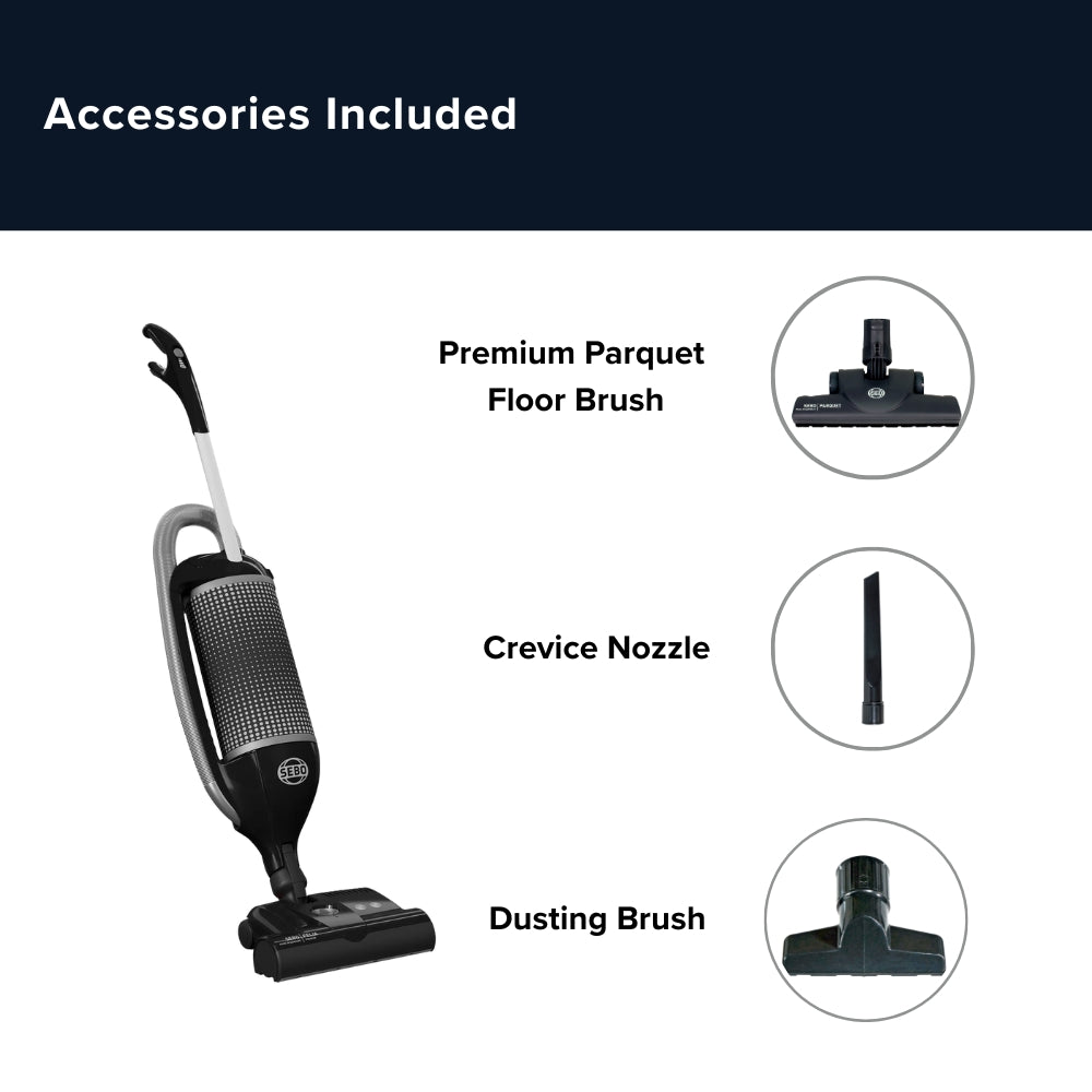 Sebo Felix Premium Upright Vacuum Cleaner - Onyx Black - US Vacuums - 9807AM