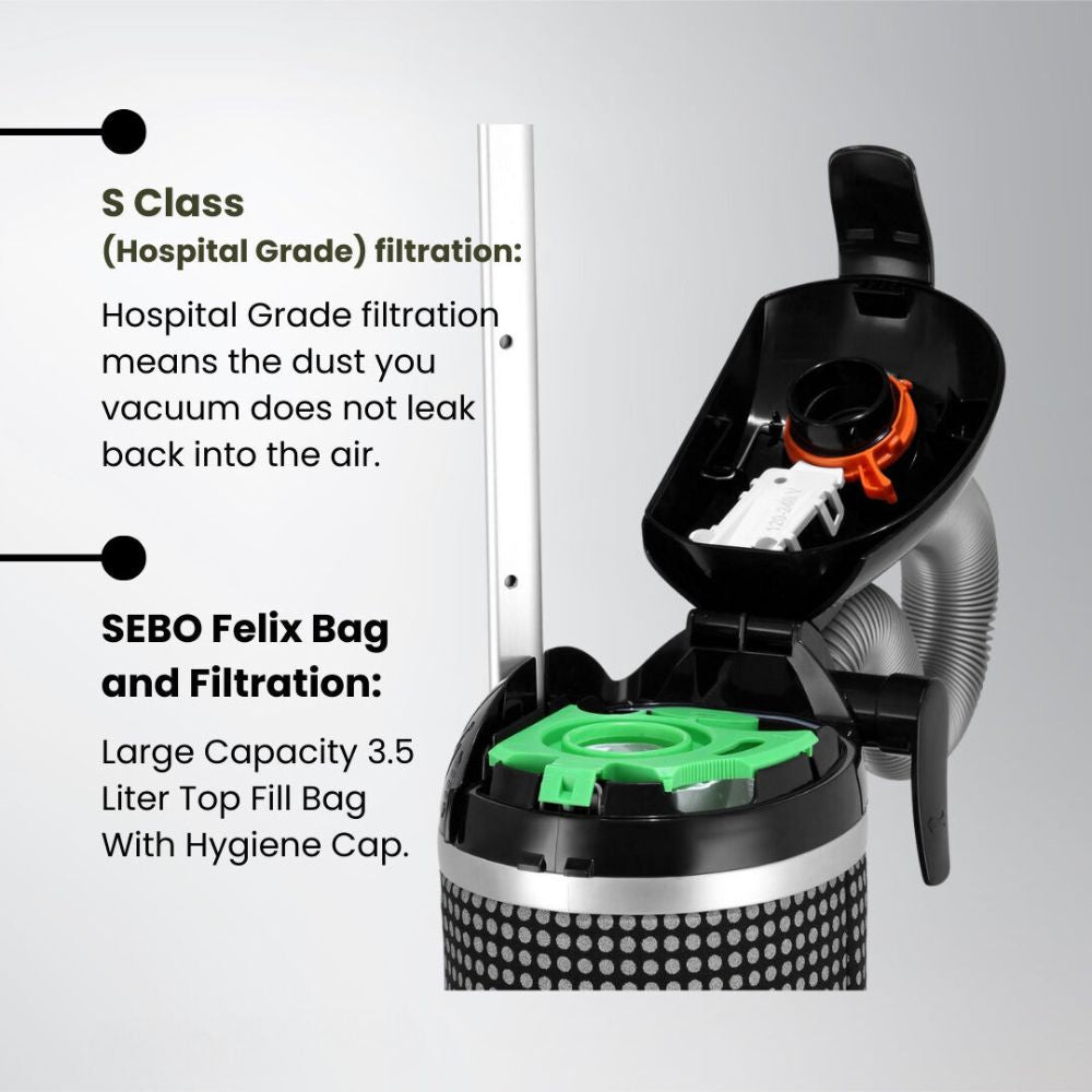 Sebo Felix Premium Upright Vacuum Cleaner - Rosso Red - US Vacuums - 9809