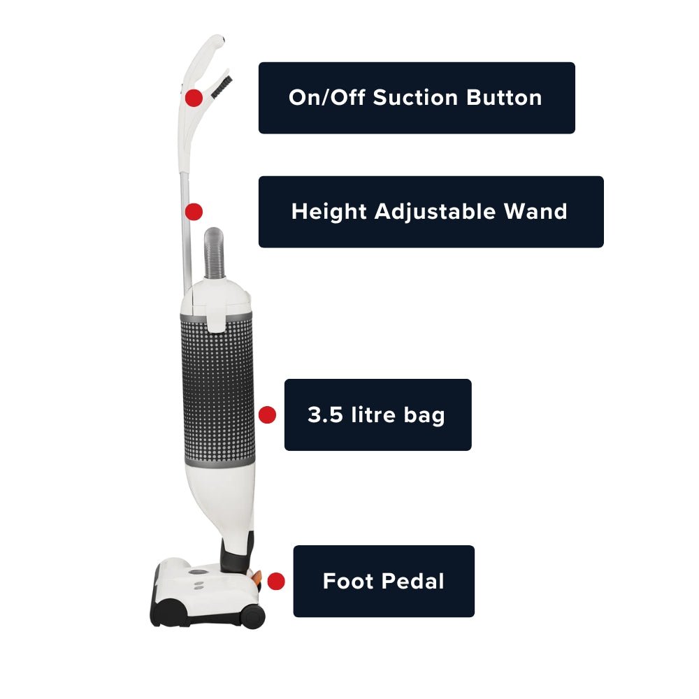 Sebo Felix Premium Upright Vacuum Cleaner - White - US Vacuums - 9808AM