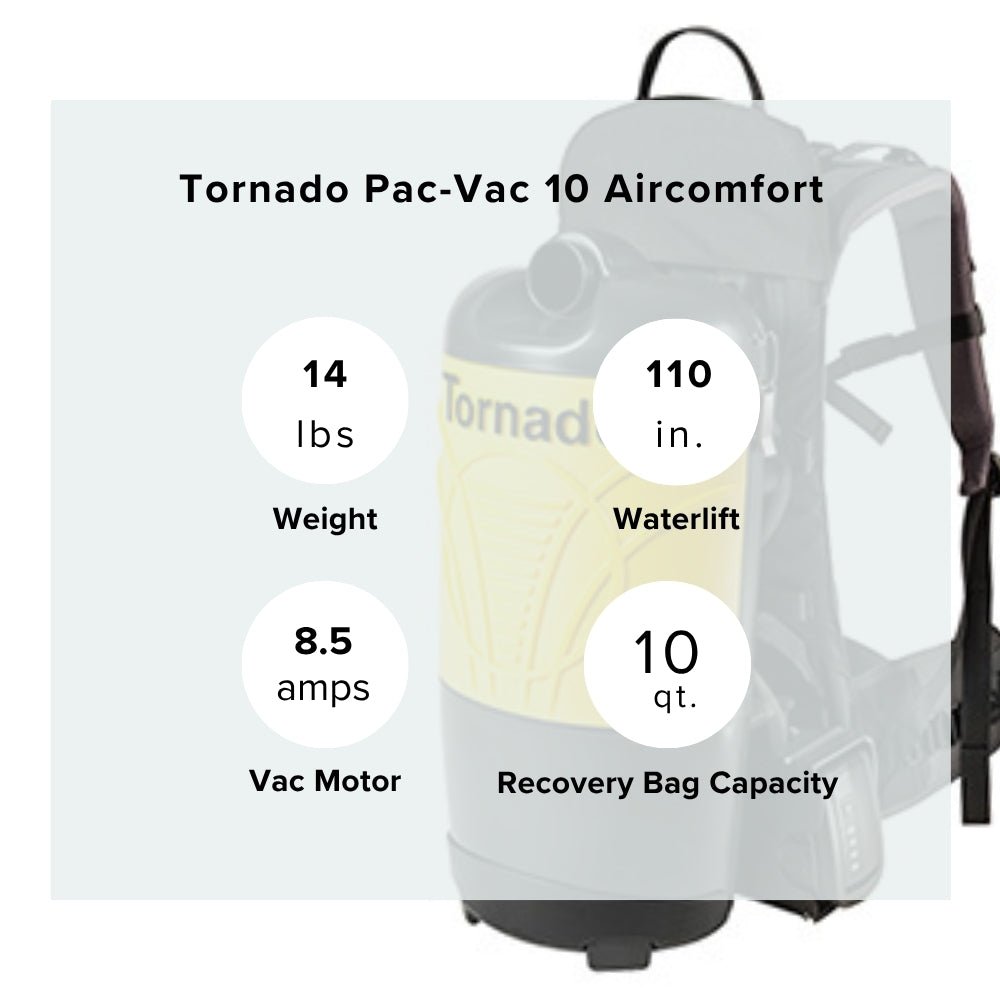 Tornado Pac - Vac 10 Aircomfort Back Pack Vacuum Cleaner - US Vacuums - 93014B