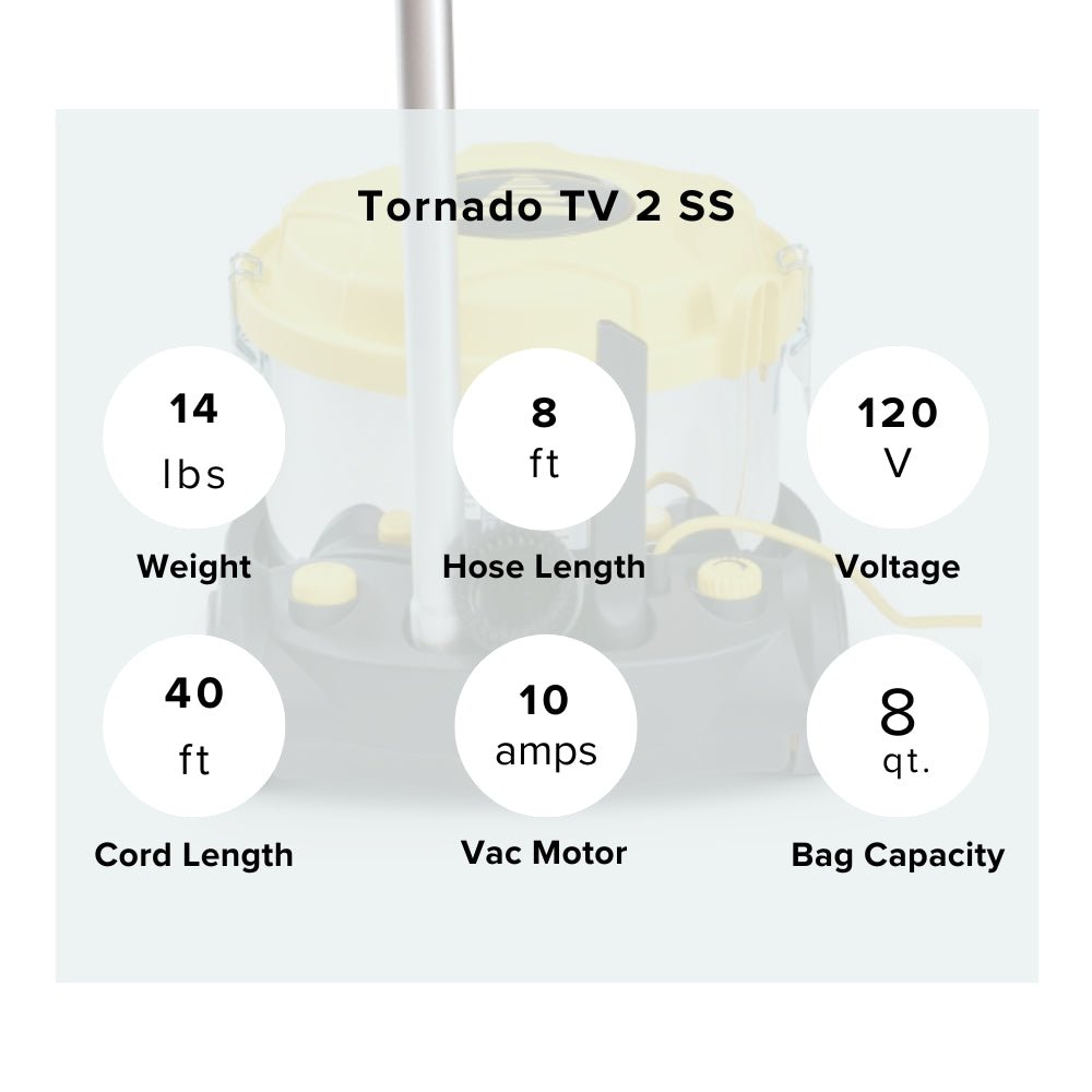 Tornado TV 2 SS Canister Vacuum Cleaner - US Vacuums - 93282