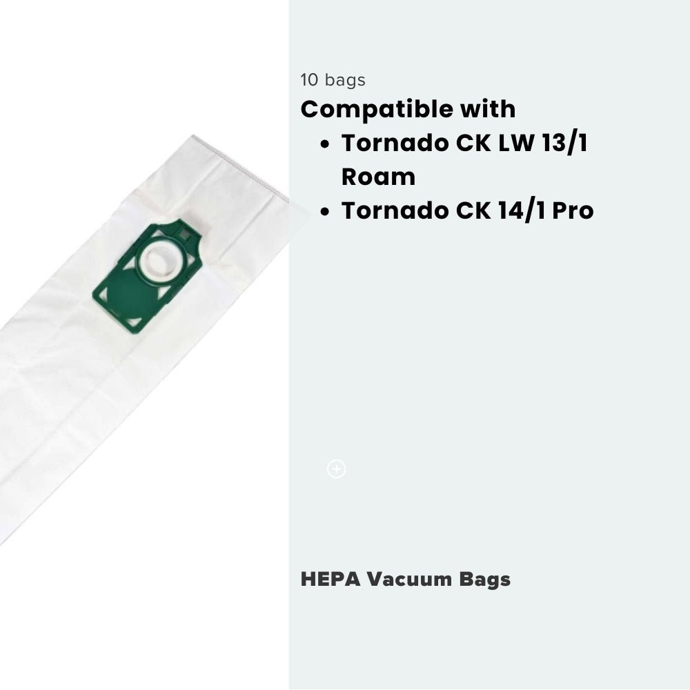 Tornado Vacuum HEPA Bags (90039, 10 - Pack, Carton of 8 Packs) - US Vacuums - 90039
