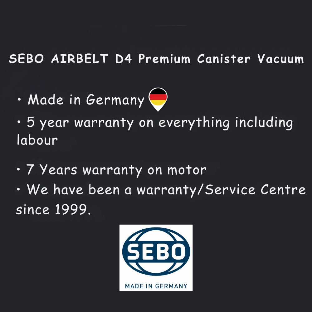 Sebo Airbelt D4 Premium Canister Vacuum Onyx Black