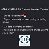 Sebo Airbelt D4 Premium Canister Vacuum Red