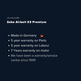 Sebo Airbelt K3 Premium Canister Vacuum Cleaner - Black - US Vacuums - 90688