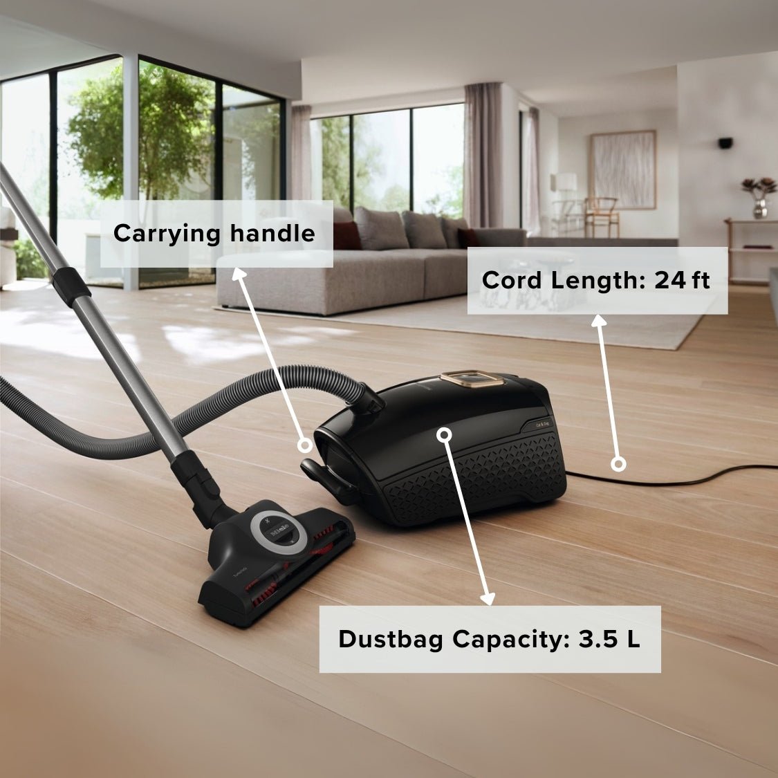 Miele Guard L1 Cat and Dog Vacuum Cleaner - Obsidian Black - US Vacuums - 12704570
