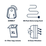 Sebo Airbelt D4 Premium Canister Vacuum Cleaner - White - US Vacuums - 90941AM