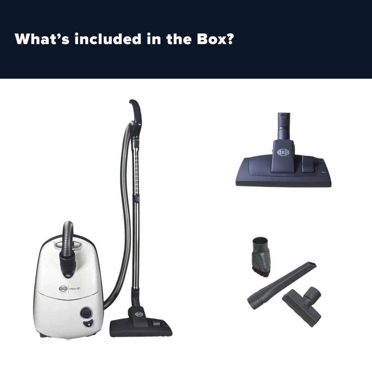 Sebo Airbelt E1 Kombi Canister Vacuum Cleaner - White - US Vacuums - 91602AM