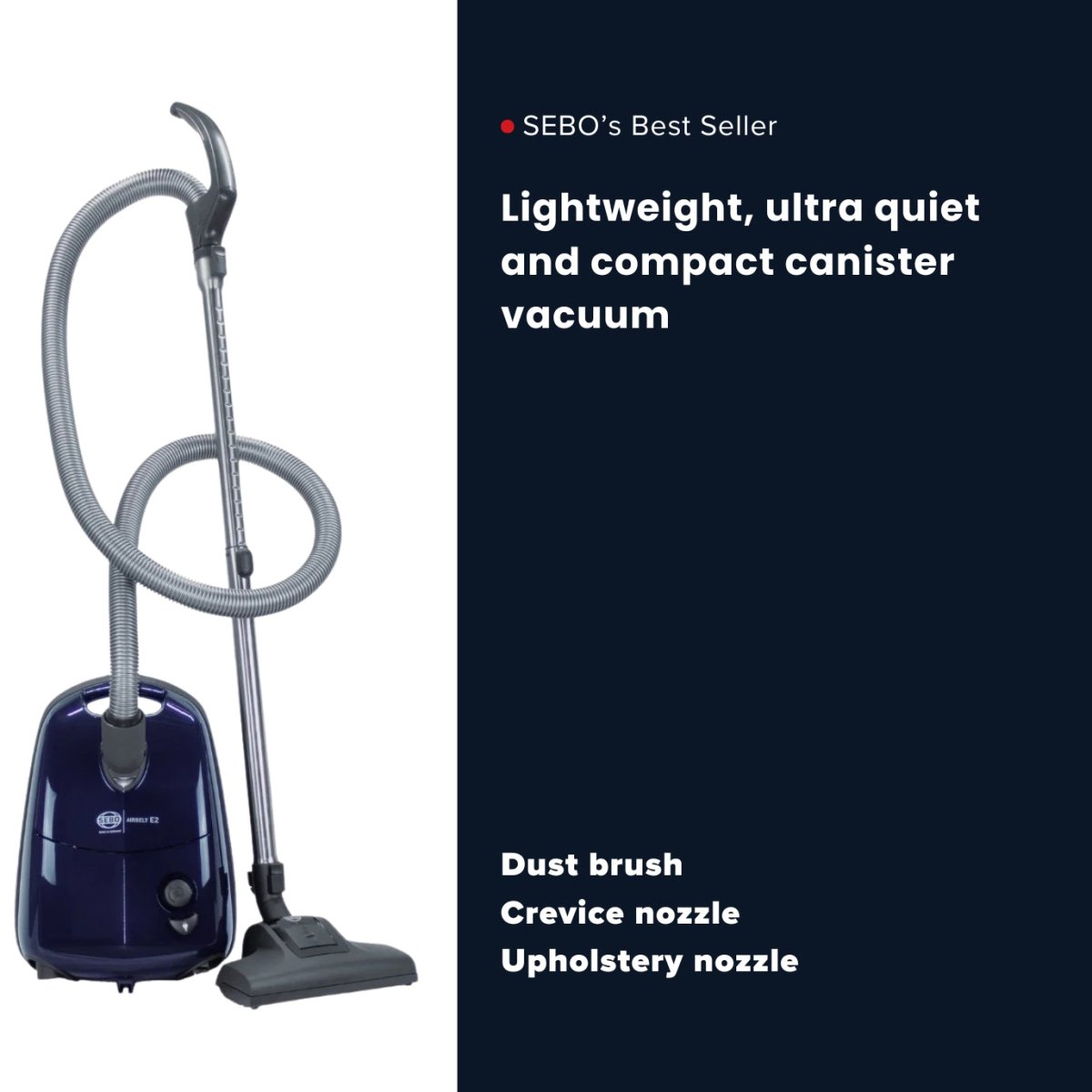 Sebo Airbelt E2 Turbo Canister Vacuum Cleaner - Dark Blue - US Vacuums - 91620AM