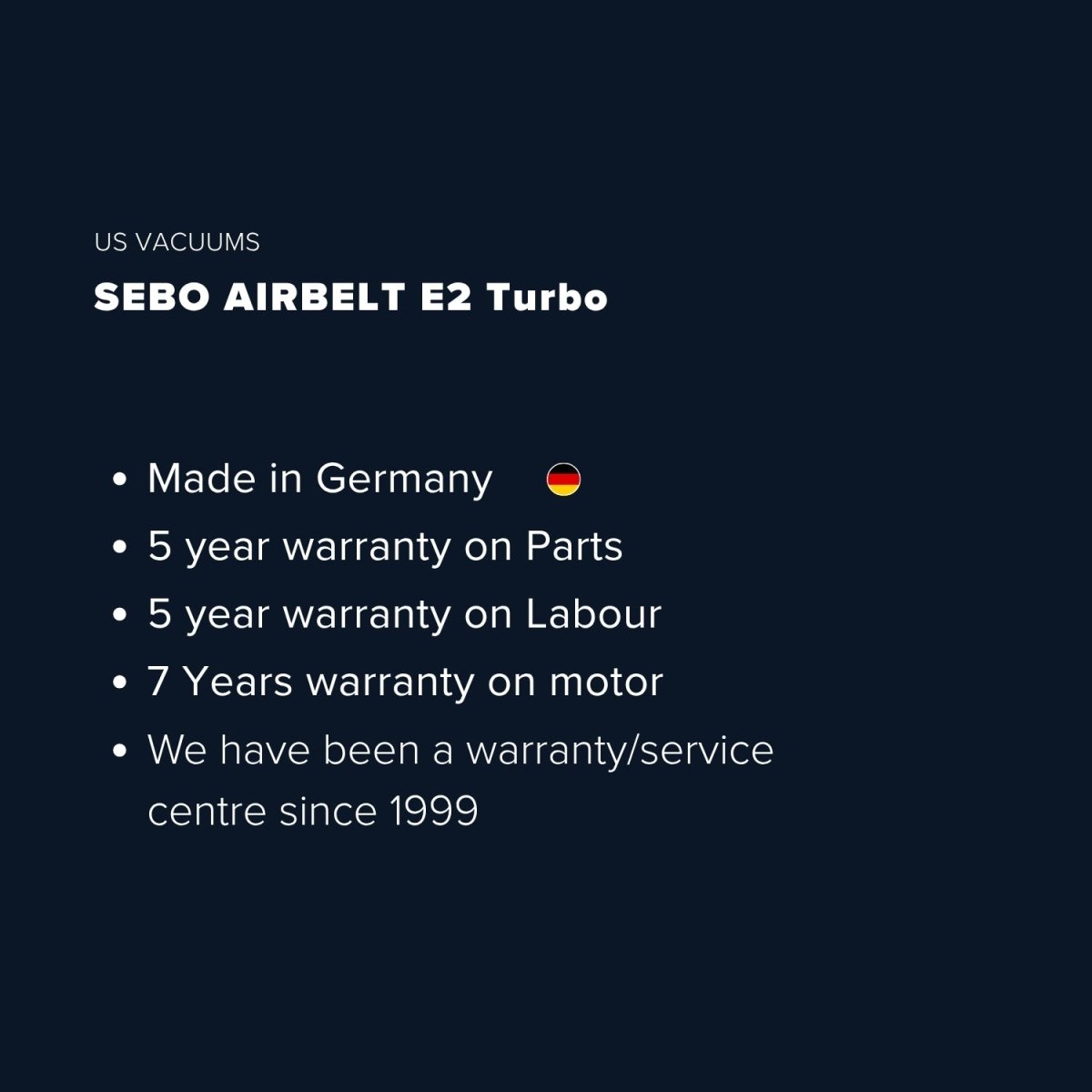 Sebo Airbelt E2 Turbo Canister Vacuum Cleaner - Dark Blue - US Vacuums - 91620AM