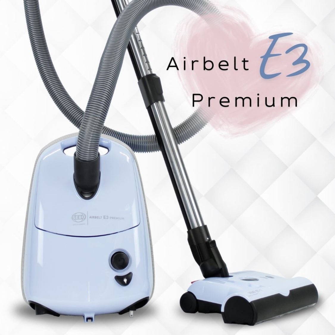 Sebo Airbelt E3 Premium Canister Vacuum Cleaner - Pastel Blue - US Vacuums - 91652AM