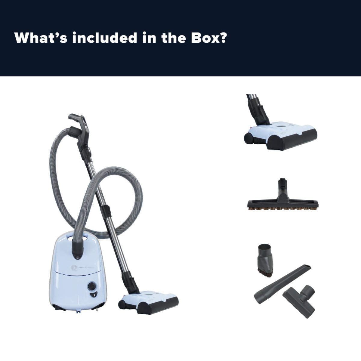 Sebo Airbelt E3 Premium Canister Vacuum Cleaner - Pastel Blue - US Vacuums - 91652AM