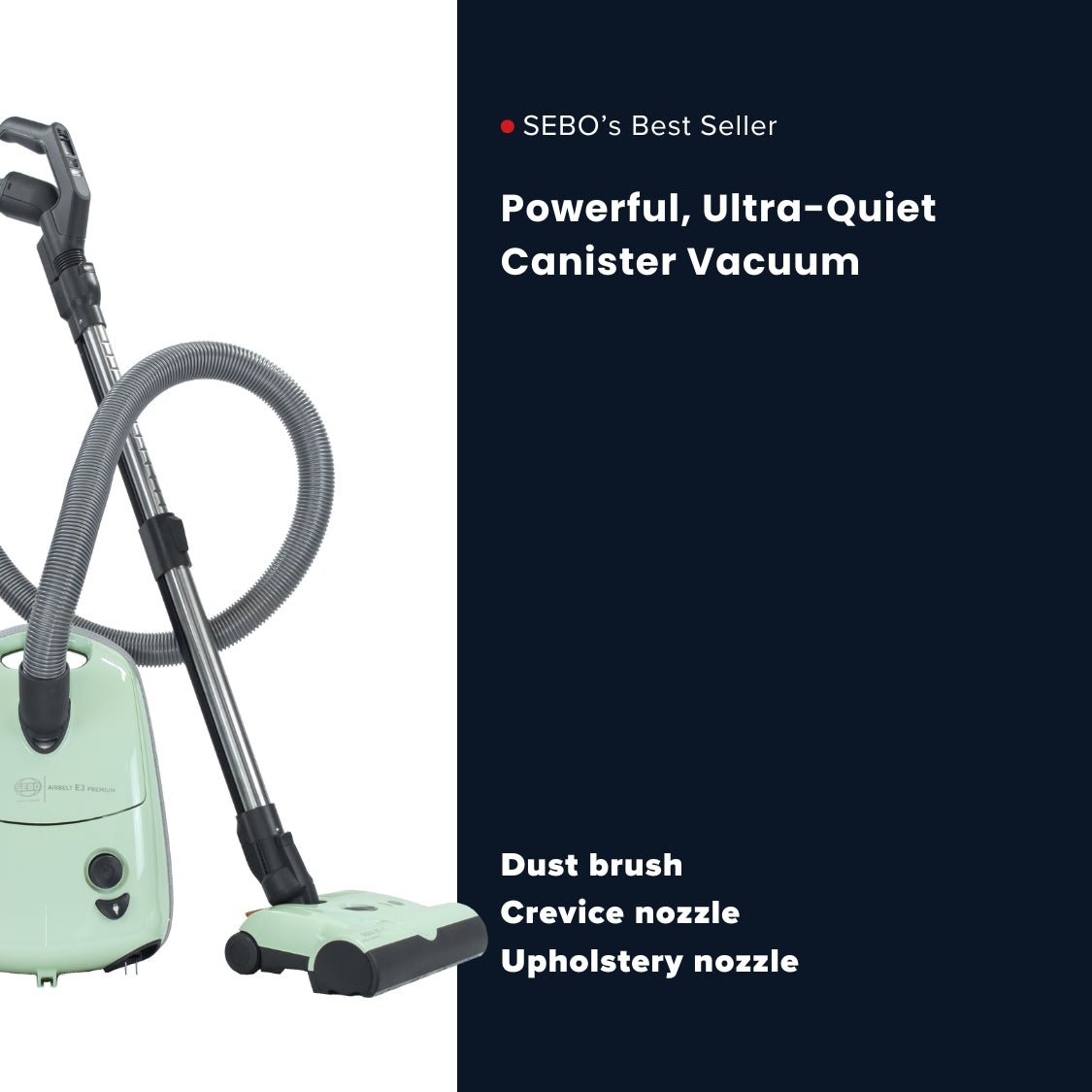 Sebo Airbelt E3 Premium Canister Vacuum Cleaner - Pastel Mint - US Vacuums - 91651AM