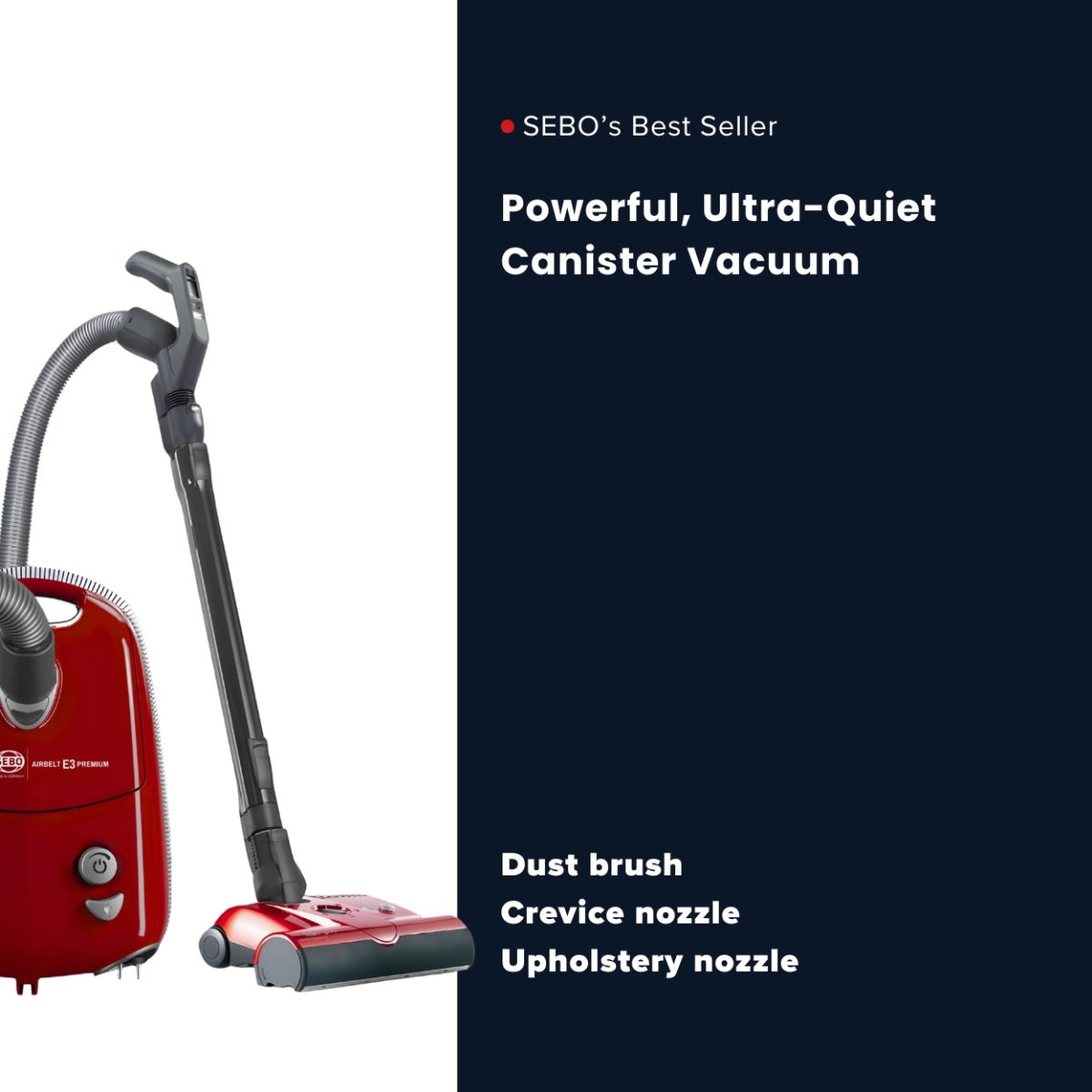 Sebo Airbelt E3 Premium Canister Vacuum Cleaner - Red - US Vacuums - 91647AM