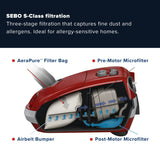 Sebo Airbelt E3 Premium Canister Vacuum Cleaner - Red - US Vacuums - 91647AM