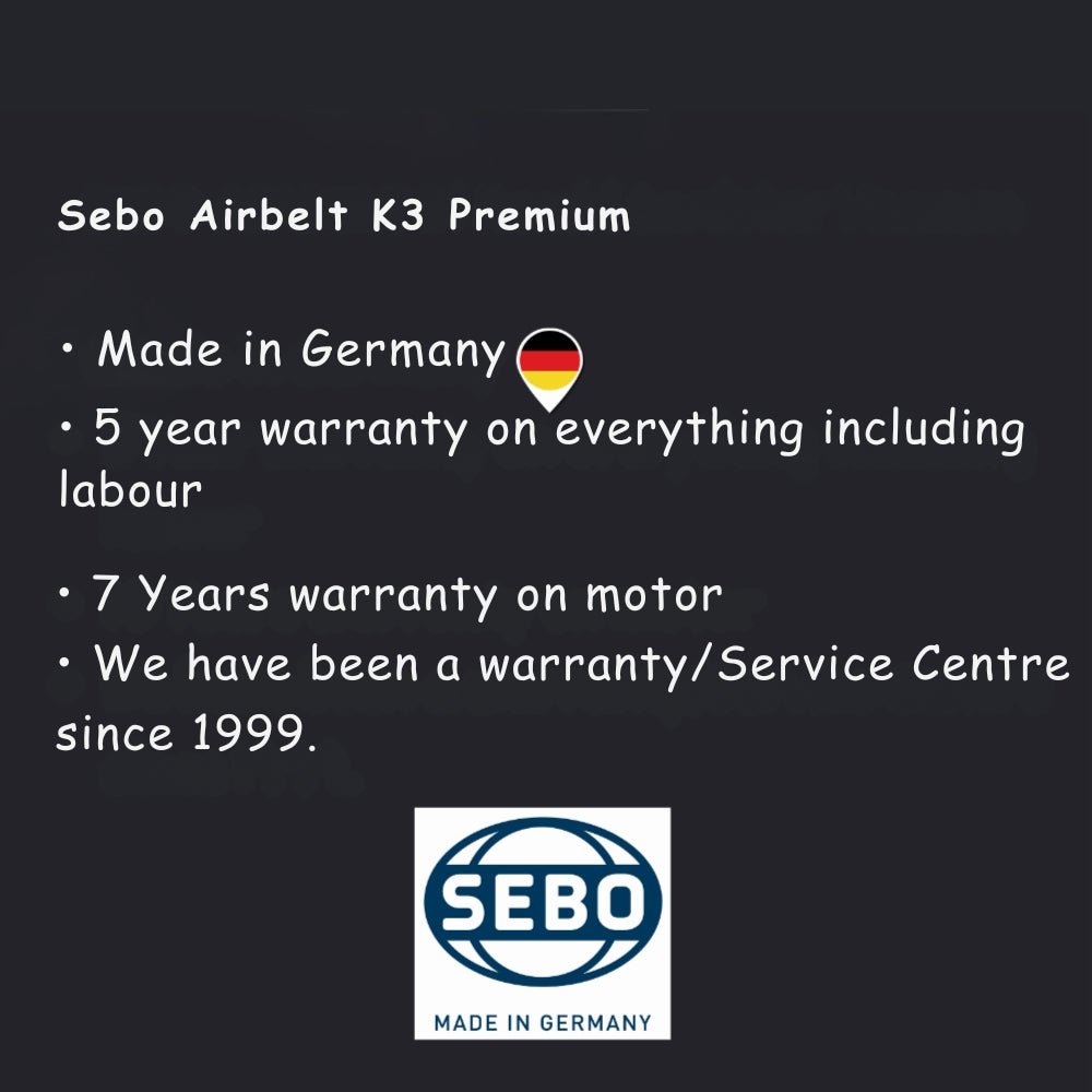 Sebo Airbelt K3 Premium Canister Vacuum Cleaner - Black - US Vacuums - 90688