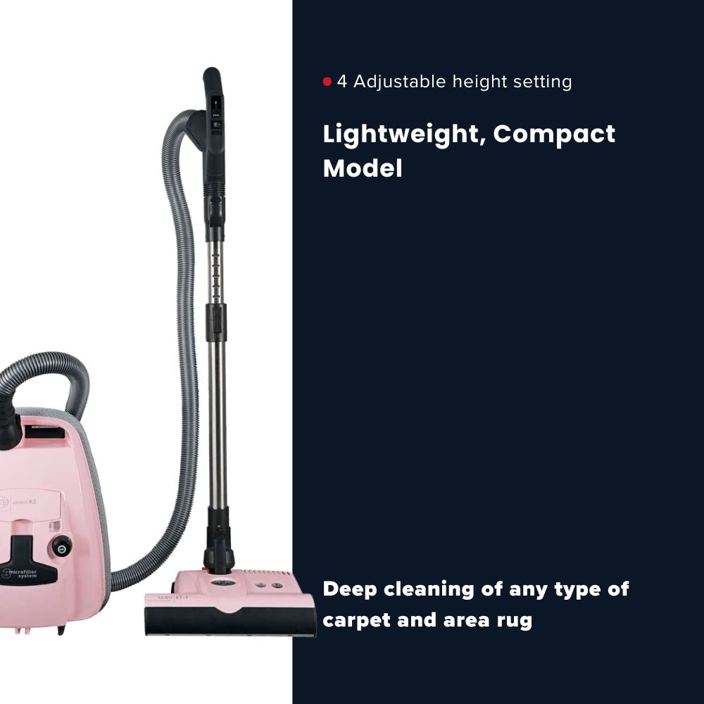 Sebo Airbelt K3 Premium Canister Vacuum Cleaner - Pastel Pink - US Vacuums - 91699AM