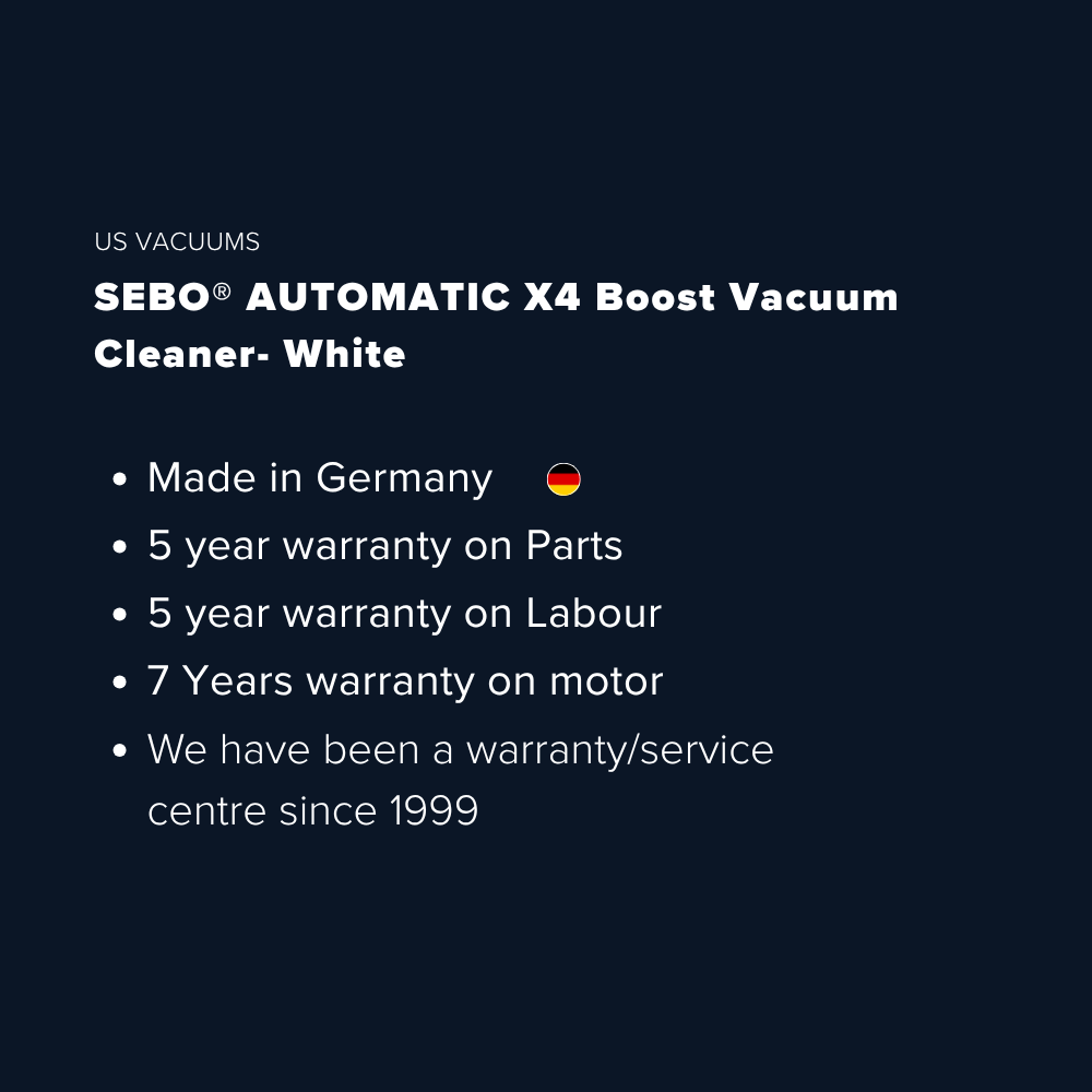 Sebo Automatic X4 Boost Upright Vacuum Cleaner - White - US Vacuums - 90506AM