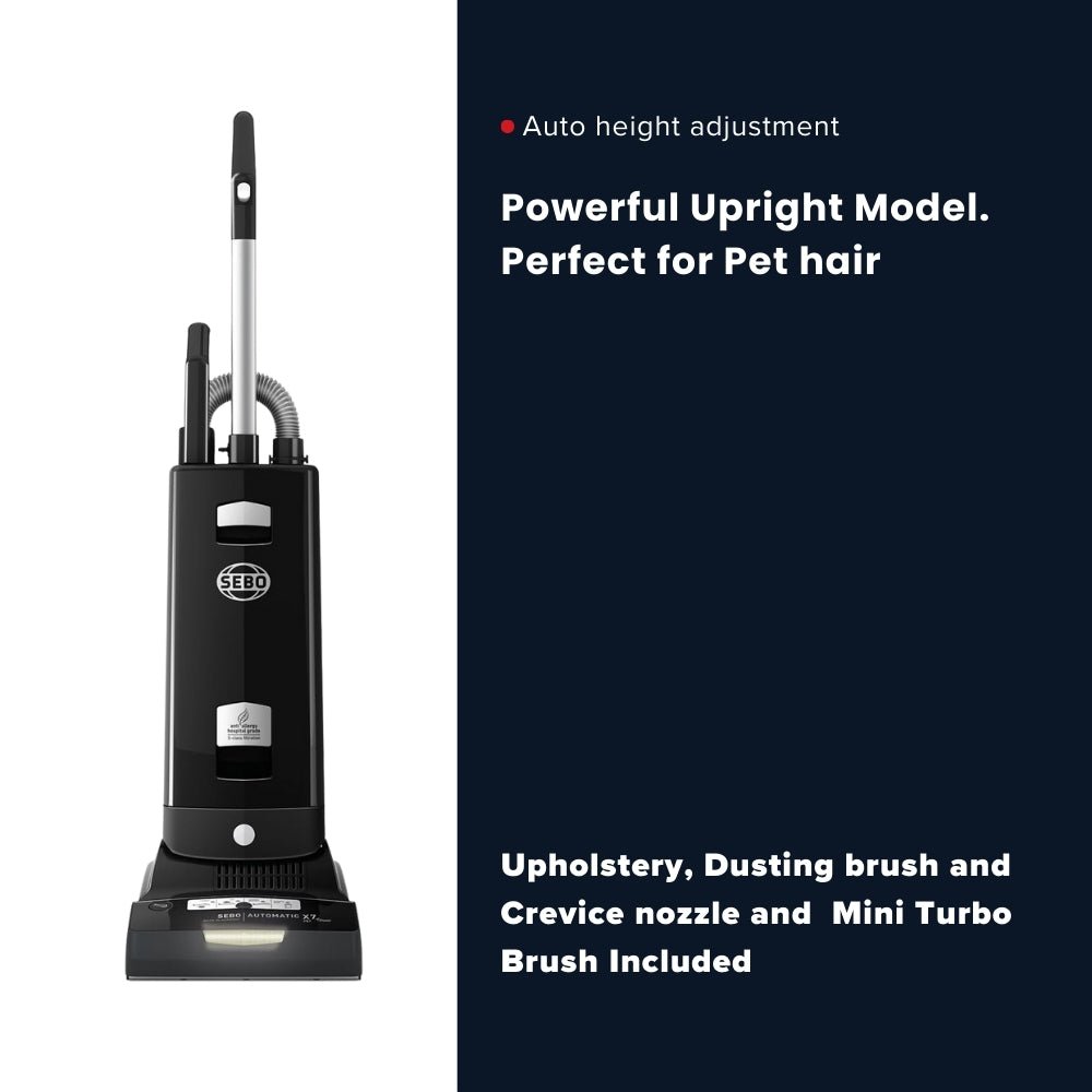 Sebo Automatic X7 Premium Pet Upright Vacuum Cleaner - Black - US Vacuums - 91540AM