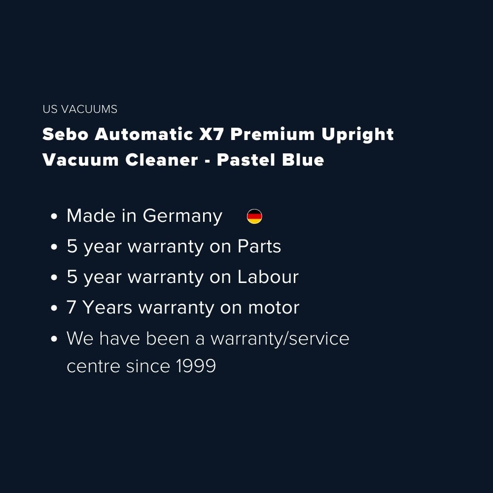 Sebo Automatic X7 Premium Upright Vacuum Cleaner - Pastel Blue - US Vacuums - 91546AM