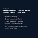 Sebo Automatic X7 Premium Upright Vacuum Cleaner - Pastel Blue - US Vacuums - 91546AM
