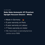 Sebo Automatic X7 Premium Upright Vacuum Cleaner - White - US Vacuums - 91542AM