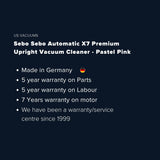 Sebo Automatic X7 upright vacuum cleaner - Pastel Pink - US Vacuums - 91547AM