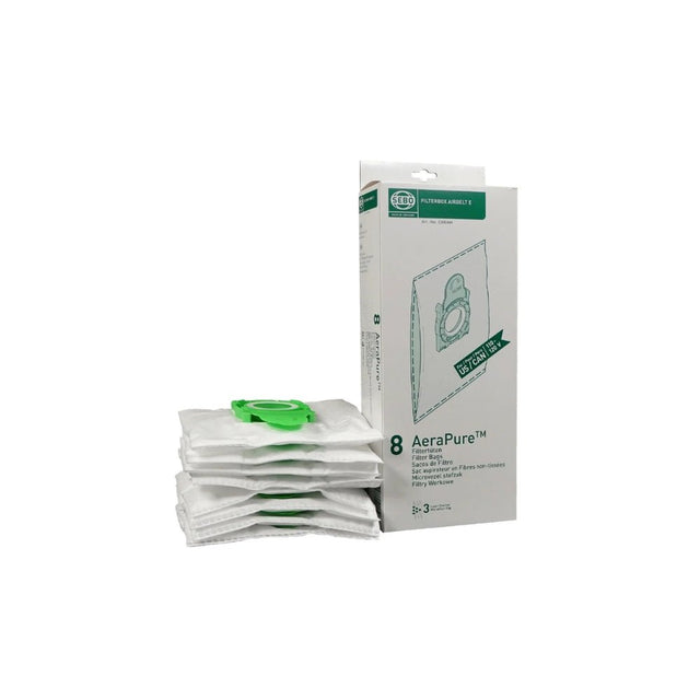Sebo Filter Bag Box E - Series (1 piece), 8 bags with caps - US Vacuums - 8300AM